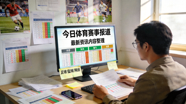 体育新闻编辑现场，赛事报道与资讯内容整理